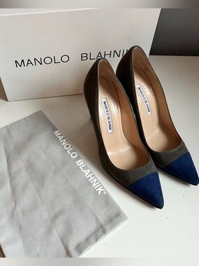 Manolo Blahnik Gray and Blue Heels